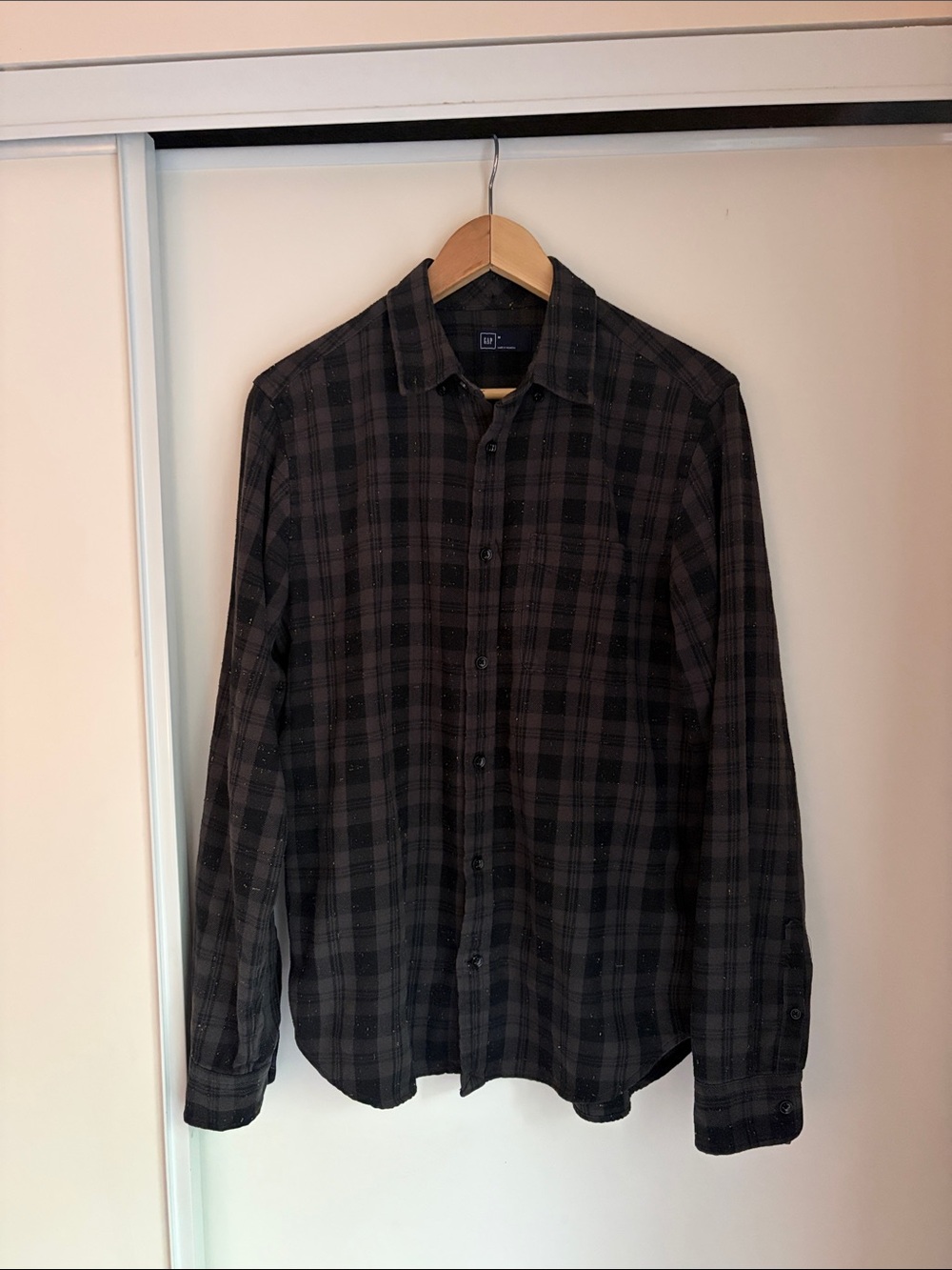 Gap Black Plaid Button-Down Shirt